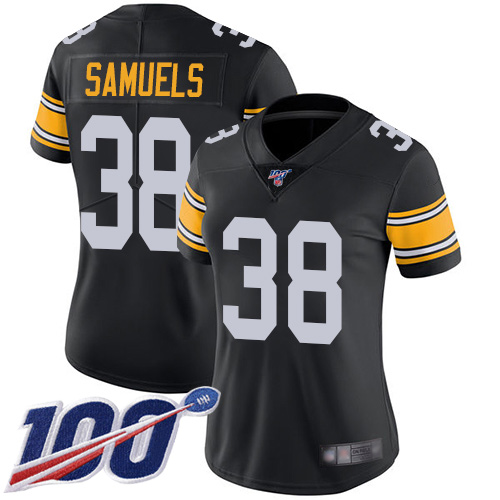 Women Pittsburgh Steelers Football 38 Limited Black Jaylen Samuels Alternate 100th Season Vapor Untouchable Nike NFL Jersey